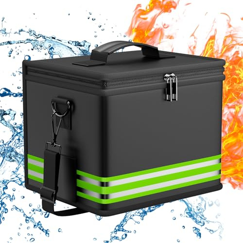 ENGPOW Lipo Safe Bag Feuerfeste Explosionsgeschützte Akku Tasche 24x20x18cm | Batterie Aufbewahrungsbox,2200°C Hitzebeständig,3-lagig Glasfaser,Doppelreißverschluss,für Drohnen E-Bike Powerbank Akkus