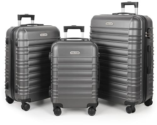 MoFut Kofferset 3 Teilig Hartschale aus ABS– Kofferset 20/24/28 Zoll, Reisekoffer mit 4 Drehbaren Rollen und 3 Stelige-Zahlenschloss (Gepäck-Sets–M-L-XL, Dunkelgrün)