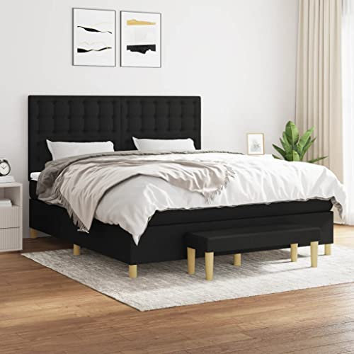 qohoio Boxspringbett mit Matratze Schwarz 160x200 cm Bett Boxspringbett Schlafzimmer MöBel Betten Bett Mit Matratze Stoff - 3137487