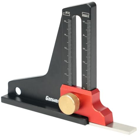 JUCHRZEY Mini-Höhenmesser for die Holzbearbeitung, Tiefenmesser, Al-Legierung, präzises Höhen- und Tiefenlineal, verstellbar for Fräser, Trimmmaschine, Sägeblatt