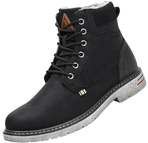 Mishansha Zapatos de Invierno Hombre Cálido Fur Forradas Botas Mujer Cómodo Boots, Negro 44
