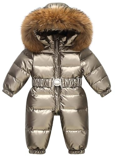 Combinaison de Ski Enfant Bébé Fille à Capuche Imperméables Coupe-Vent Vêtements de Ski Fille Chaude Combinaisons de Neige Hiver Salopettes Veste Snowsuit Jumpsuit de Sports Coupe-Vent 1-5 Ans