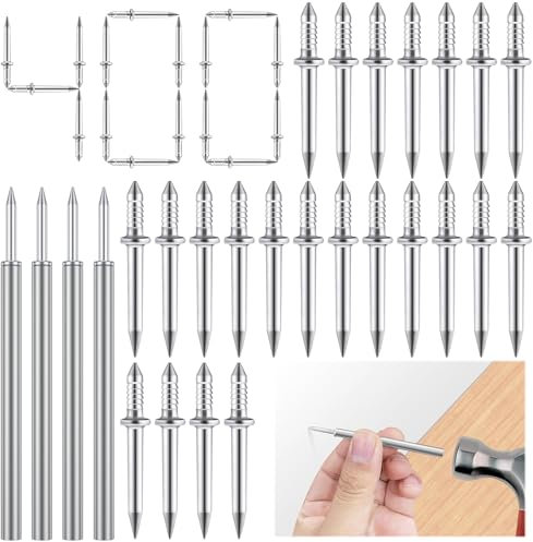 400PCS Chiodi per Battiscopa Invisibili Trapano Senza Trapano 1.0 Inch Prevenzione Della Ruggine Chiodi Senza Cuciture a Doppia Testa con 4 Strumento Specifico per Manicotti per Battiscopa Home Deco
