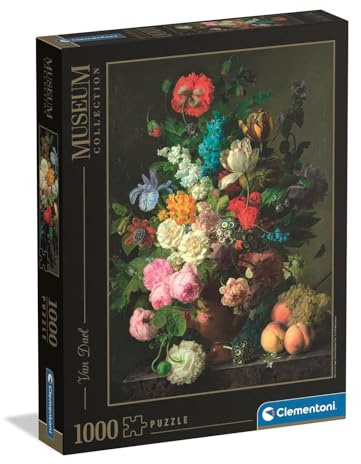 Clementoni - Puzzle 1000 Pezzi Arte per Adulti e Ragazzi, Museum Collection, Tema Vaso di fiori di Van Dael, Idea Regalo Made in Italy, 70x50 cm, 37086
