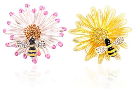KSBBHDS 2 Stücke Daisy Bee Brosche, Strassbrosche, Kreative Brosche, Kleidungsverzierungen, Kleidungszubehör.