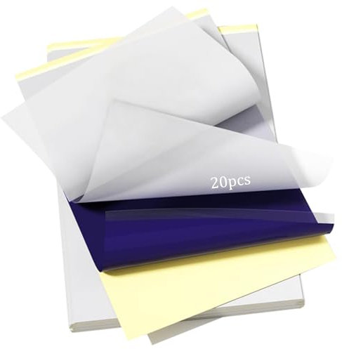 WZPB Tattoo-Transferpapier – 20 Blatt Tattoo-Schablonenpapier, Briefgröße (21 x 29,7 cm), Premium-Thermopapier, A4-Größe