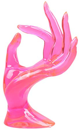minkissy Plastik Ringständer Handform Ok Mannequin Kunststoff Ringhalter Schmuckdisplay Pink 8x17cm Für Schmuckpräsentation Und Aufbewahrung