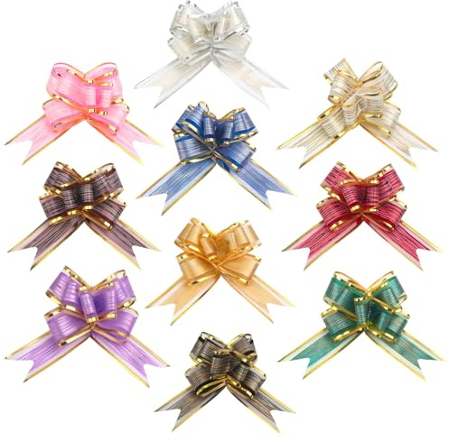 Fiocchi Regalo Grandi a Tirare 10 Pezzi, Coccarde Autotiranti per Pacchi Regalo, per Decorazioni Laurea/Regali/Decorazioni per Matrimoni/Decorazioni per Auto/Bouquet di Fiori/Decorazioni per Feste