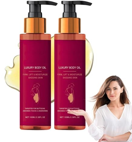 Glow Remedy Magic Firming Body Oil for Women，Enriched with Lavender & Rose Essential Oils,Vitamin E Enriched Skin Tightening Treatment,Hydrating Dry Skin Shimmer Oil for Massage Therapy, 2PCS