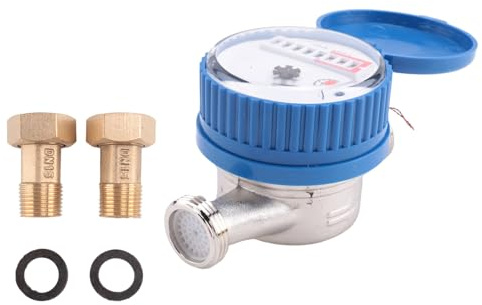 Asyduey Contador de Agua de un Solo Chorro Contador de Agua de LatóN Medidor de Agua de Flujo para Uso DoméStico y de JardíN