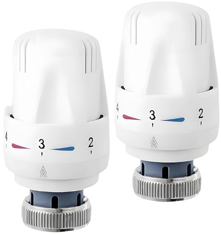 2 PCS Radiator Thermostat Valve,TRV Smart Radiator Thermostat Radiator Valve Replacement Head, Thermostatic Radiator Valve Heating System Temperature Control Heads for Home Offic(White)