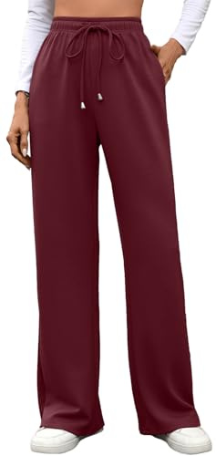 MEDUOLA Pantalones Mujer Deportivos Casuales con cordón Elegantes de Pierna Ancha y Recta y Bolsillos Suaves Ligeros Pantalón para Correr en Primavera y otoño