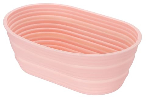 QUARKZMAN Cesta de Fermentación para Pan, Accesorio para Hornear Pan Ovalado y Oblongo de Silicona, Antiadherente y Apto para Horno, Ideal para Hornear, Masa Madre y Aficionados, Rosa Claro