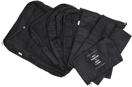 HORIALENCE Leichter Polyester Waschbeutel und Kleideraufbewahrungsbeutel für Outdoor Reisen mit Einfachem Öffnen und Schließen in Schwarz