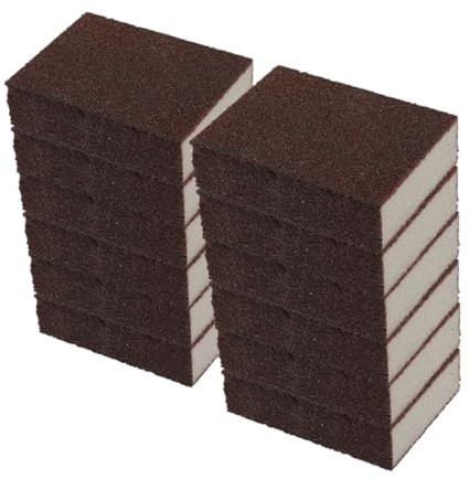 SMASOLO 12 Piezas Esponjas Abrasivas para Ollas Doble Cara con Resistente Limpiador Ergonómico para Acero Inoxidable Hierro Fundido y Aluminio Reutilizable para Cocina