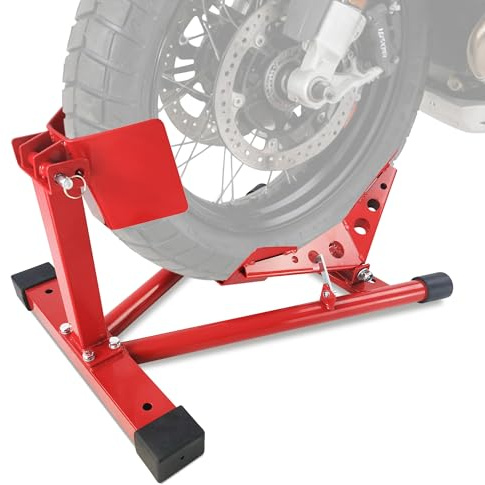 GarveeTech Professional Grade Universal Wheel Chock & Motorcycle Stand Heavy-Duty 1500Lb Motorcycle Wheel Chock for Trailers, Garage, Dirt Bikes, Cruisers & Sport Bikes with Quick-Adjust Security
