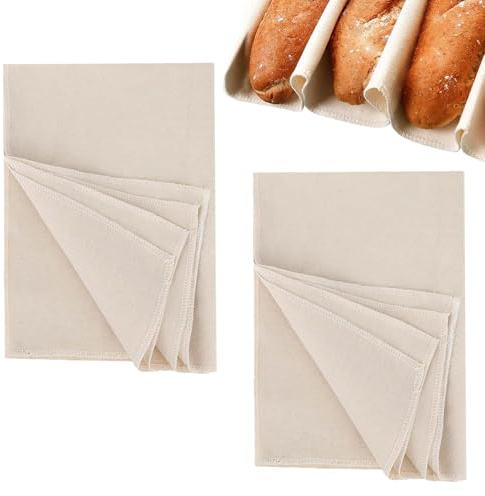 2 Stück Leinentuch,Bäckerleinen 75 X 45 Cm,Leinentuch Brot Backen,Teigtuch Aus Naturleinen,Brot Backen Zubehör,Zur Teigzubereitung Backen Geschenke Für Familien Bäcker,Einsteiger