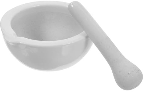 JECOMPRIS Mortier et Pilon en Céramique de Laboratoire 1 Pièce, Bol Broyeur D'assaisonnement Compact, Presse-ail Manuel, Pot à Concasser Cuisine et Usage Scientifique, Outil Polyvalent