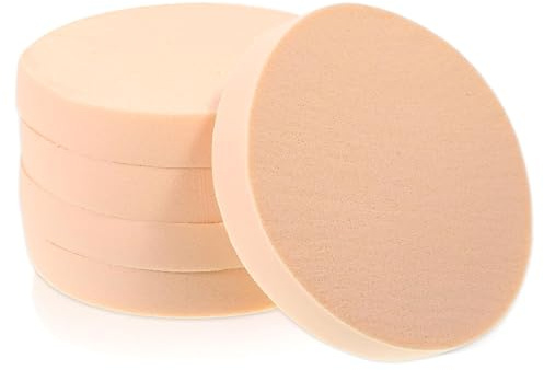 Rund makeupsvamp, mjuk latex makeupsvamp för alla hudtyper platt kosmetiskt verktyg för torr och våt användning.