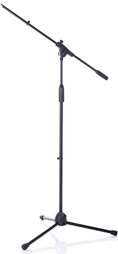 BESPECO MS30NE - Asta microfonica a giraffa con alloggio per plettri, nera
