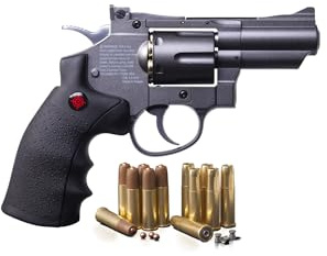 Crosman SNR357 Snub Nose CO2 Revolver for Pellets and BBs - Dual Ammo 6-Shot Swing Out Cylinder, Full Metal Body, Adjustable Sights - Black/Grey