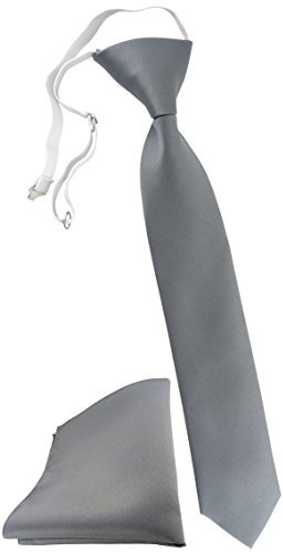 TigerTie Kinderkrawatte Einstecktuch in grau Uni einfarbig - vorgebunden mit Gummizug