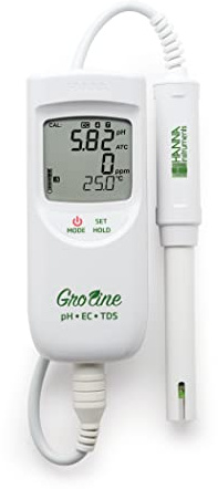 GroLine Hydroponic Waterproof pH/EC/TDS/Temperature Portable Meter