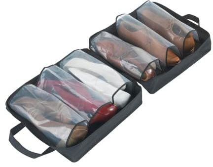 WENKO Schuhtasche Deep Black - Schuhbeutel, Polyethylen-Vinylacetat, 36.5 x 36.5 x 14.5 cm, Schwarz