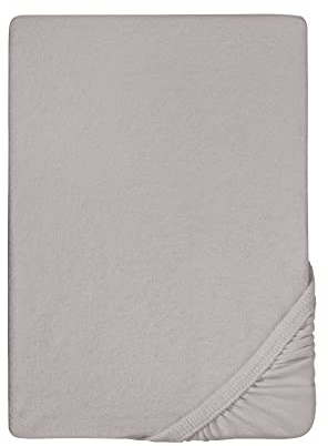 biberna Premium Frottee-Stretch Spannbetttuch 90x200-100x200 cm grau | 80% Baumwolle, 20% Polyester | Spannbettlaken bügelfrei, weich & Rundumgummizug | Oeko-TEX Zertifiziert | Modell 0012344