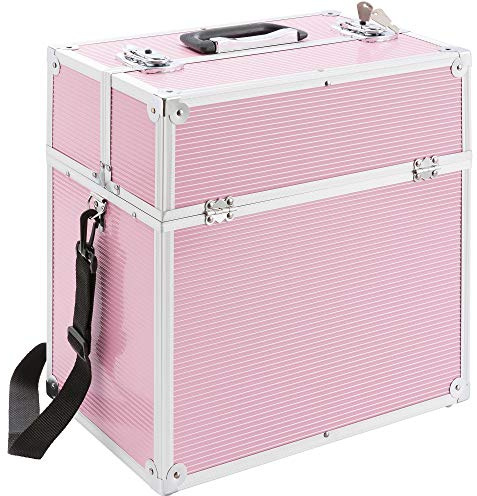 Arebos Valigia per cosmetici | 26L | incl. cinghia di trasporto | 13 scompartimenti | incl. serratura e chiave | ripiani estraibili | divisione individuale attraverso 8 divisioni | 39 x 36 x 23 cm