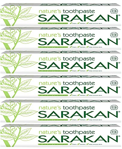 6 x Sarakan Nature’s Toothpaste (50 ml) | Vegan Toothpaste | Fluoride Free | Suitable for Adults and Children