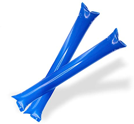 FUN FAN LINE. Pack 100 Pairs of Reusable Inflatable Clapping Sticks. Loud Thunder Sticks for Parties Football and Events. Sports and Celebrations Party Favors. Bam Bam Noisemaker (Blue)