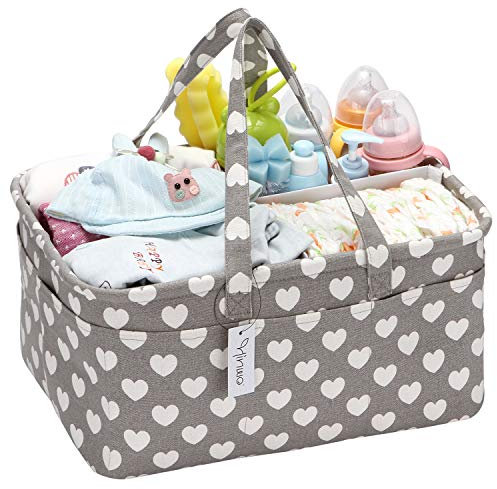 Hinwo Baby Windel Caddy 3-Compartment Infant Nursery Tote Aufbewahrungsbehälter Tragbare Organizer Neugeborenen Dusche Geschenkkorb mit abnehmbarem Teiler 10 unsichtbaren Taschen für Windeln