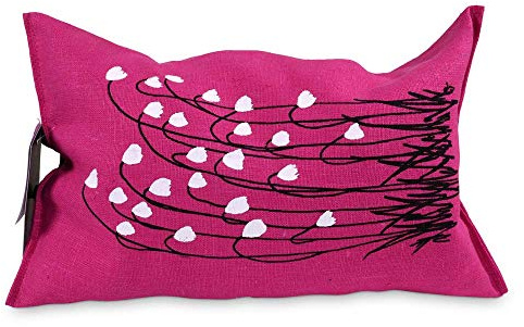 Original finnisches Saunakissen 40 x 22 cm von Pikkupuoti Oy - Made in Finland - Reisekissen 100% Leinen antibakterielle Kunststofffüllung Kopfstütze Wellness Nackenstütze (Suovilla - pink)