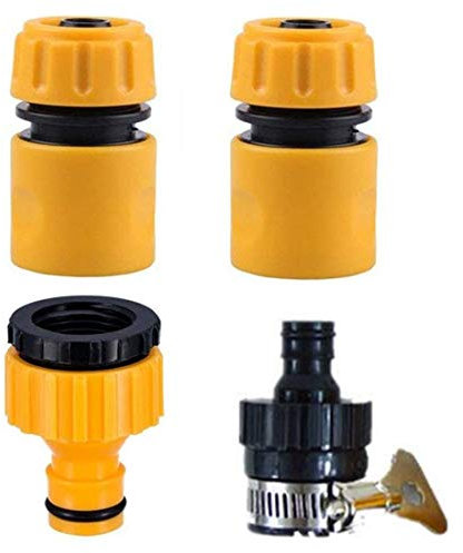 mciskin Hose Fitting Starter Set,Hose Tap Connector Kit for Watering,Car Washing,Washing Machine(1/2 Hose Pipe Quick Connector+Faucet Adapter)-4 Pack/Orange Yellow