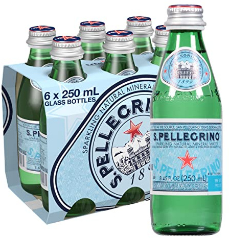 S.Pellegrino Sparkling Natural Mineral Water, 8.45 fl oz. Glass Bottle (24 Count)