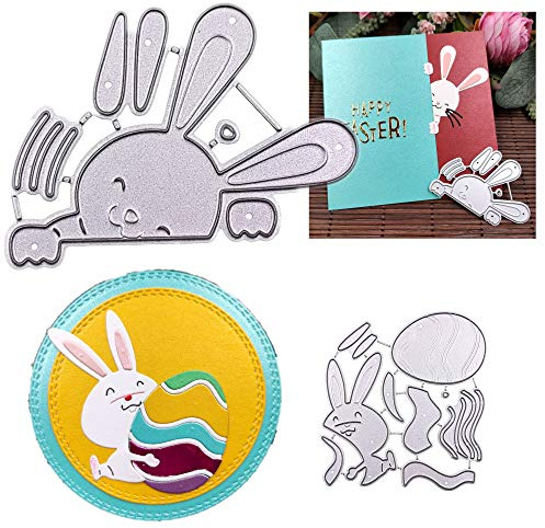 Stanzschablonen Ostern Scrapbooking Stanzschablone Metall Ostern Prägeschablonen Stanzformen, Metall Schneiden Schablonen Osterhase/Ostereier/Cutting Dies für DIY Fotoalbum Karten Handwerk Geschenk