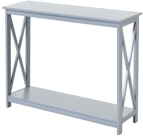 HOMCOM Console Table Hallway Desk w/Storage Shelf X Design Entryway Grey