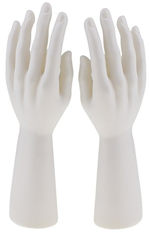 perfk 1 Paar-Set Männlich Dekohand Schmuckhand Schmuckhalter Ringhalter Schaufensterpuppe Hand Modell Hand, Weiß