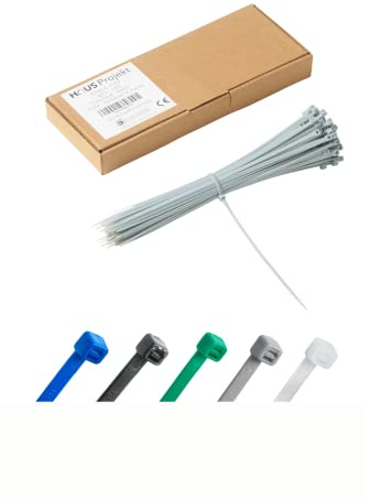 Haus Projekt Grey 200x2.5mm Small Cable Ties, 100pcs Premium Industrial Multi-Purpose Plastic Small Zip Tie Wraps, Indoor and Outdoor Use, Cable Management, Wires, Office, Garden, Garage, Workshop