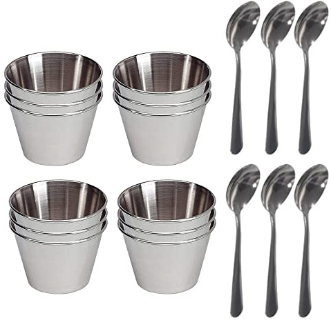 EUROXANTY Molde para Flan 12 Unidades | Flanera Individual | Molde de flan Liso | Molde Antiadherente | Molde gelatinas | Molde para pastelitos | Molde Redondo (Pack 12 + 6 cucharillas)
