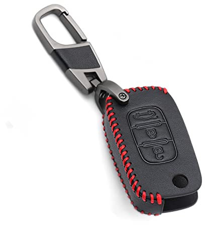 3 Tasten Leder Autoschlüssel Hülle Auto Fernbedienung Shell Fob Schlüsselanhänger passend für Mercedes Benz Smart City Fortwo Forfour Roadster passend für Renault Twingo Clio