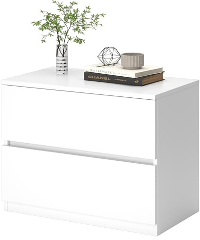 furtble 2 Drawer Dresser, Small Dressers for Closet, Wood Storage Cabinet for Hallway Bedroom Entryway, Nightstand Sofa Beside Table Drawer Chest, 23.6 in, White