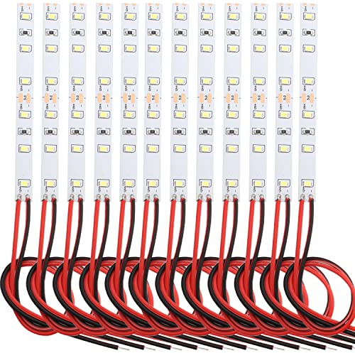 VISSQH 12pcs House Lighting 10cm 6-LED White with Cable 15cm 12-18 V Modellbau Beleuchtung,Modelleisenbahn Beleuchtung,Model Making LED Lighting（self-Adhesive）