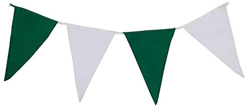 Deitert Wimpelkette (10 Meter) grün-weiß aus Stoff » Premiumqualität « Wind- und Wetterfest an Nylonseil, 4 Wimpel pro Meter, 100% Fahnenpolyester, robuster Fahnenstoff