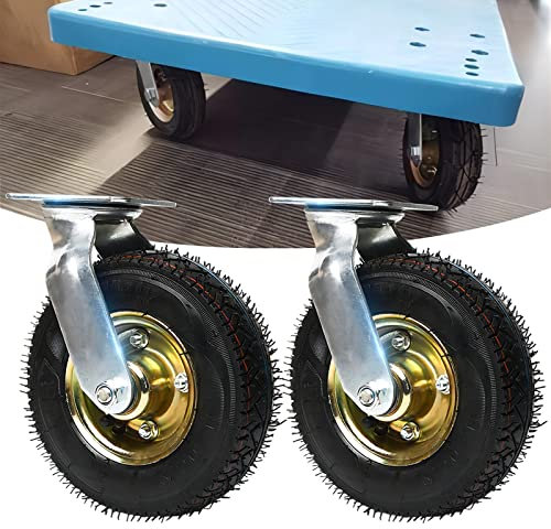 Industrierollen 2 Stück Lenkrolle Einzelne Radlast 180 Kg Strapazierfähige Gummi Rollen Ø 250mm 200mm 150mm Luftreifen, Lenkrolle Mit Kugellager, Möbelrollen Für Plattformwagen ( Size : 250mm/10in )