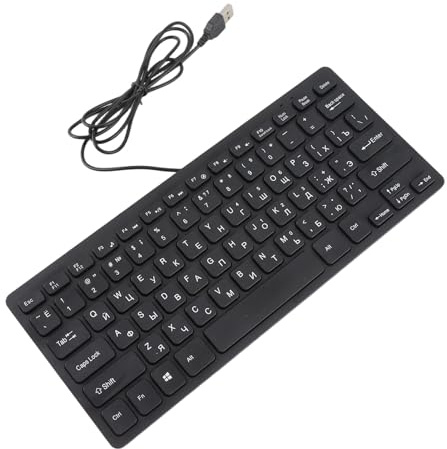 KIMISS Deutsche Tastatur Russisch Englisch ABS-Tastatur 78-Tasten Stummschaltung Ultradünn Kabelgebunden USB Desktop-Computer Kleine Sprachtastatur