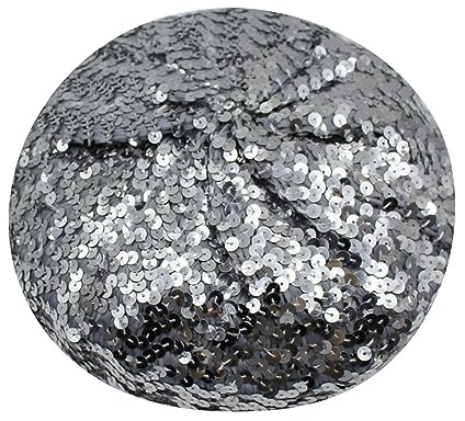 ZGMYC Shiny Sequin Beret Hat for Women Glitter Beanie Hats Party Costume Headwear Carnival Accessories Silver