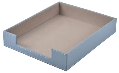 Brevkorg i läder, kontorsmaterial, skrivbordsorganisatör för brevpapper, filer, tidskrifter, smycken, kosmetika, lyxig brevhållare och multipurpos, stapelbar, förvaringsbox, kontor, skrivbord, grå