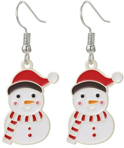 BSLVWG Weihnachtsohrringe für Frauen und Kinder - Drop Dangle Ohrringe mit Legiertem Stahl und Edelstahl - Baumeln - Rot und Grün mit Lila Steinen - Perfekte Geschenke für Weihnachten